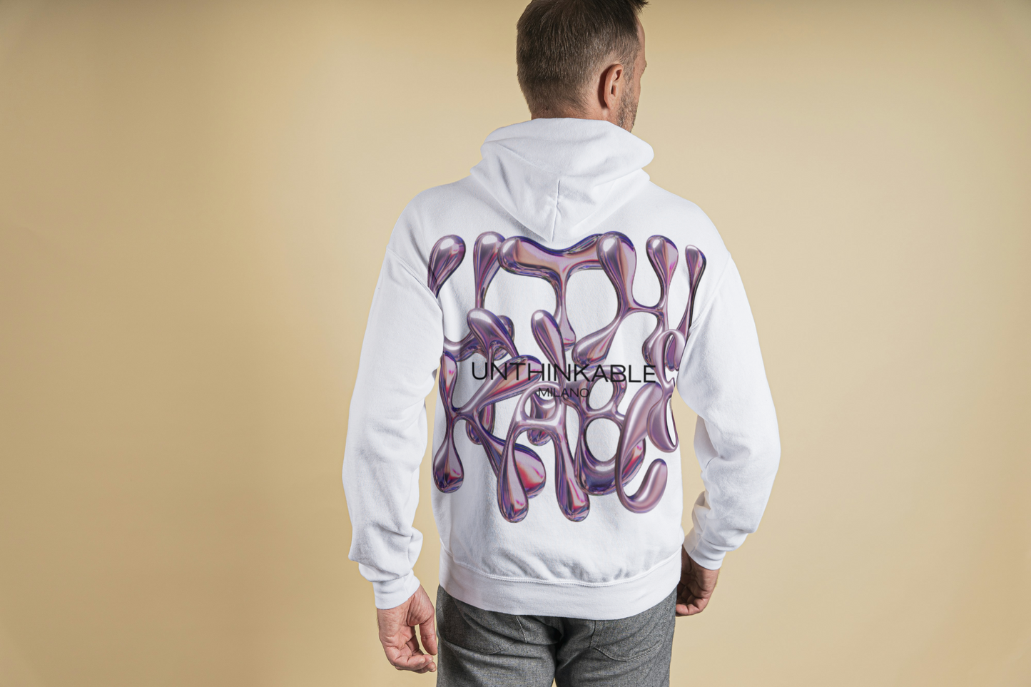 Felpa con Cappuccio Unthinkable Milano con logo retro viola