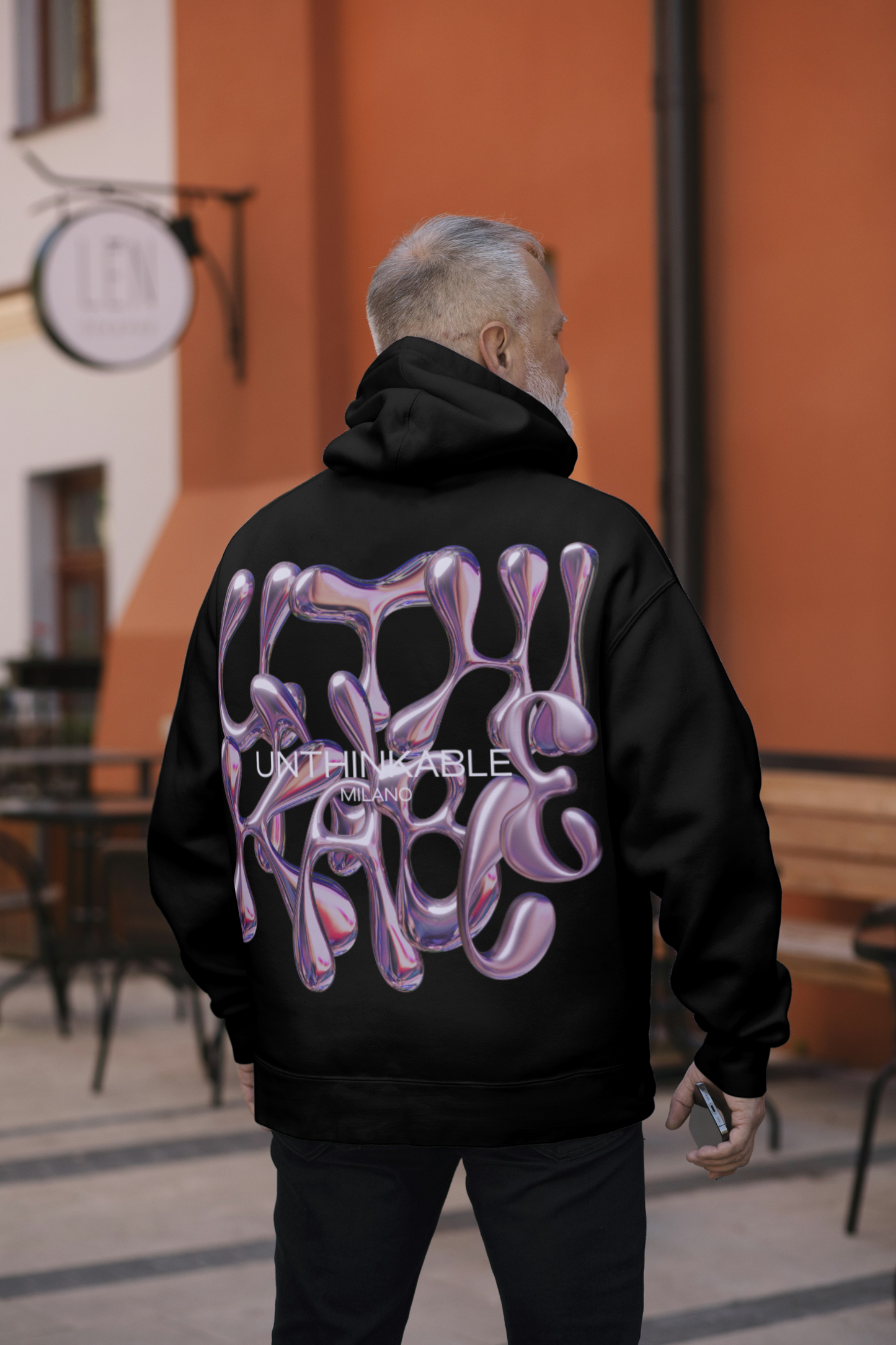 Felpa con Cappuccio Unthinkable Milano con logo retro viola