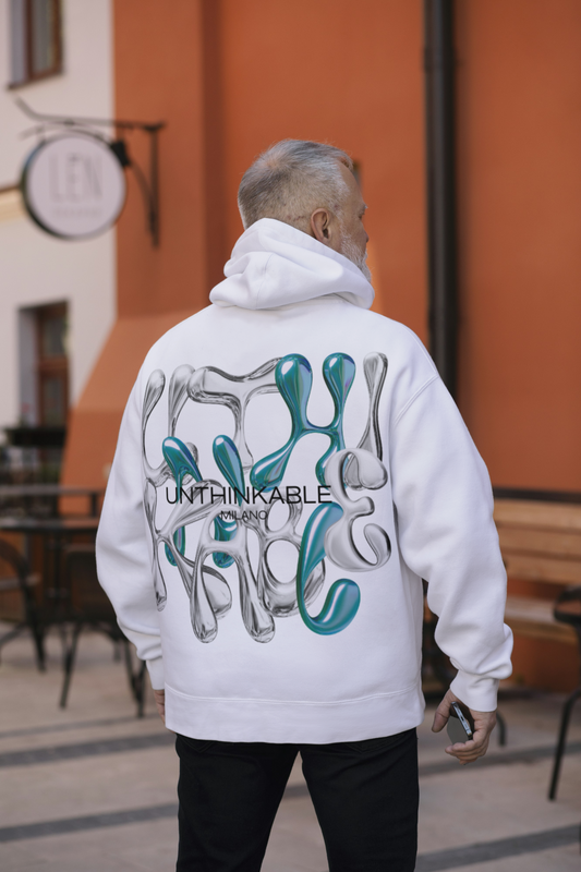 Felpa con Cappuccio Unthinkable Milano con logo retro verde/argento